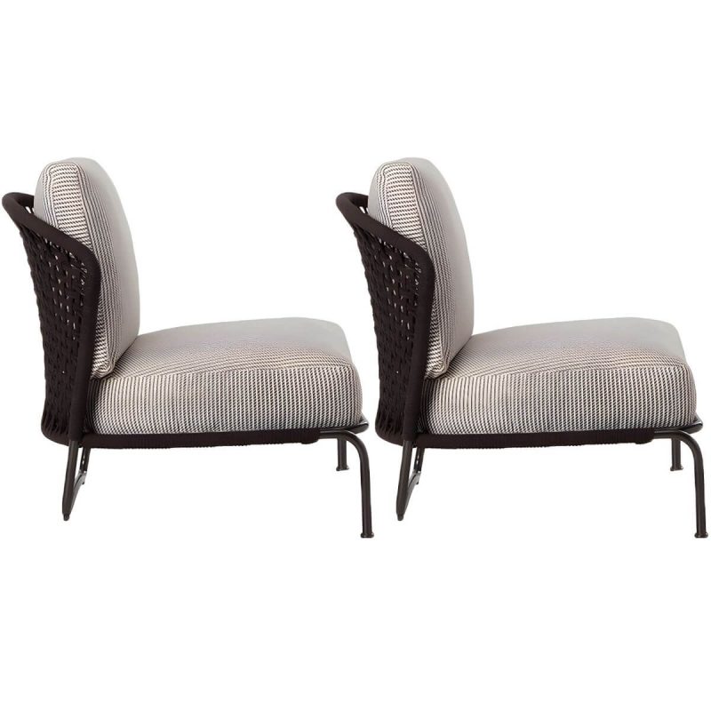 "Tropical Outdoor Chair with Removable Water Repellent Finish Cushion - 26"L x 28"W x 31"H Armless 2 Piece Set"