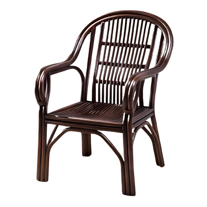 "Traditional Rattan Natural/Black Patio Arm Chair with Water Repellent Finish Cushion - Black 8 Piece Set"