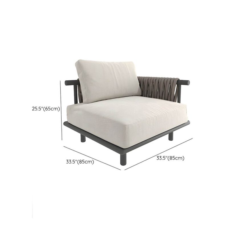 "Dimension of Black Metal Waterproof Modern Upholstered Sofa with Cushions and Pillow - Single Corner Sofa"