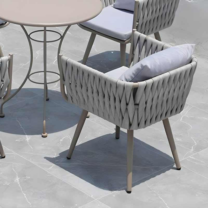 "Tropical Washable Cushion Side Chair Gray Dining Side Chair with Arm - 8 Piece Set"