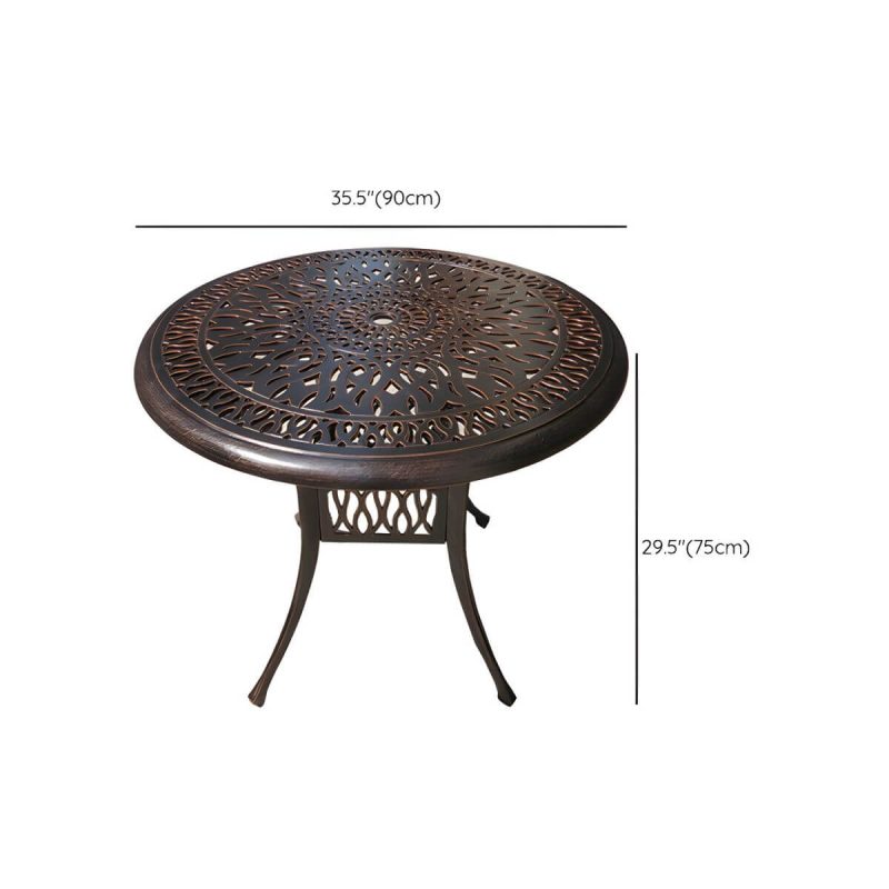 "Dimension of Aluminum Outdoor Patio Table Industrial UV Resistant Patio Table - Table Only 35.4"L x 35.4"W x 29.5"H Dark Brown/ Black"