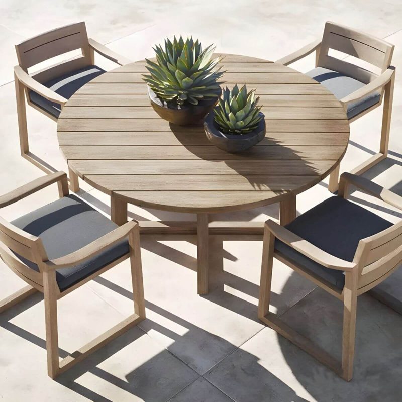 "Teak Wood Dining Table Mildew Resistant Solid Wood Patio Table - Table Only 70.9"L x 39.4"W x 29.5"H Distressed Wood"