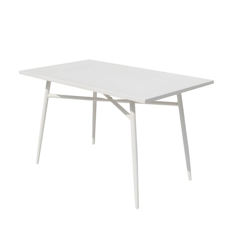 "Contemporary Metal Dining Table Set with White Top for Courtyard - Table & Chair(s) 27.6"L x 27.6"W x 28.3"H 4"