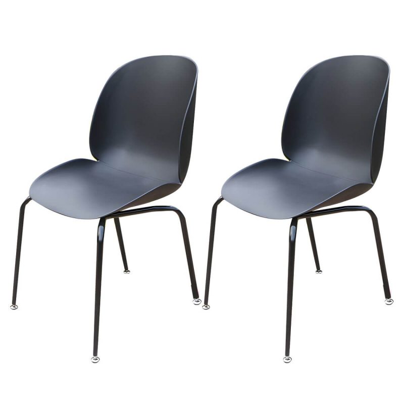 "Stacking Dining Armchair Contemporary Plastic Patio Arm Chair - 18"L x 17"W x 34"H 2 Piece Set"