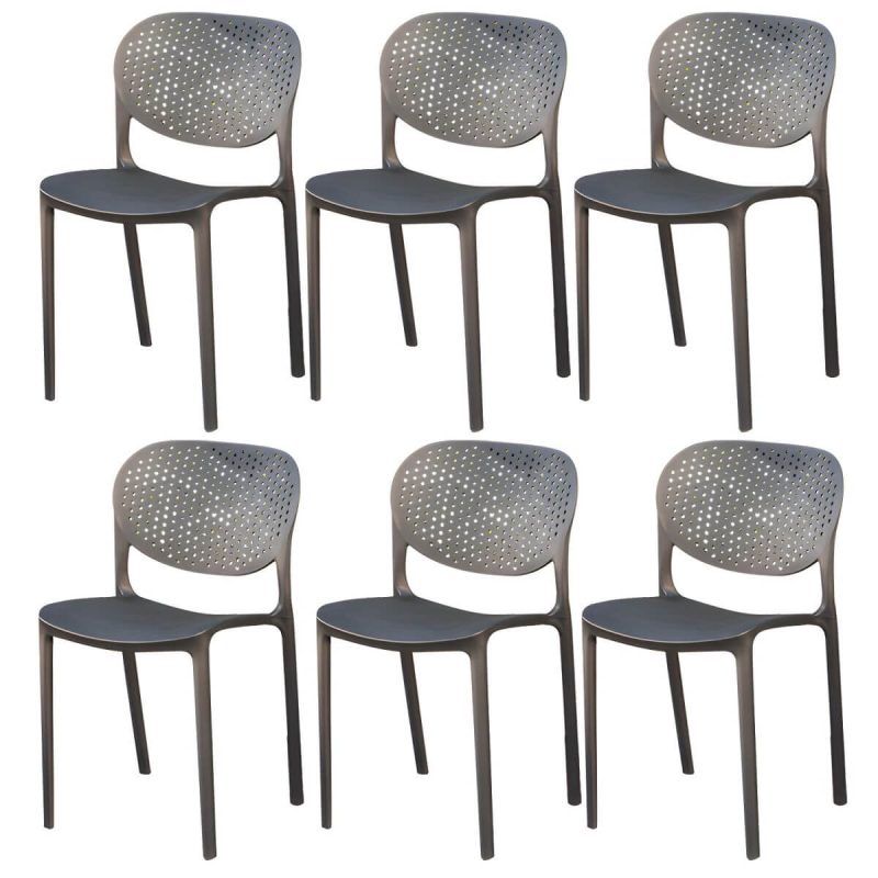 "Stacking Dining Armchair Contemporary Plastic Patio Arm Chair - 16"L x 17"W x 31"H 6 Piece Set"