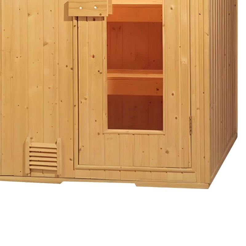 "Indoor / Outdoor Fir Wood Sauna with Tempered Glass Door and Vents Included - 71"L x 59"W x 82"H"