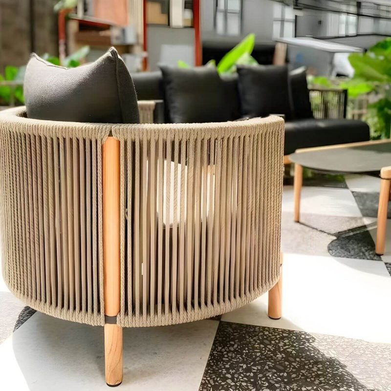 "Modern Symmetrical Black Wood Frame Sofa with Waterproof Cushions Included - 1-Seater Sofa"