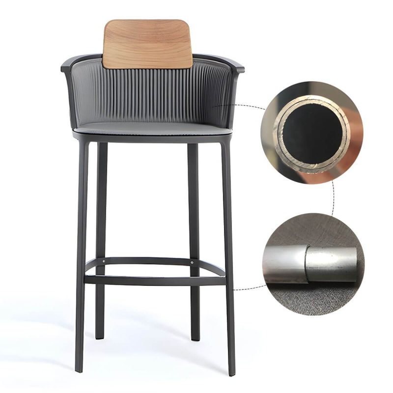 "Modern Sintered Stone Top Bar Table Set 1/3 Pieces Round Counter Table Set for Outdoor - Table Zero Grey"