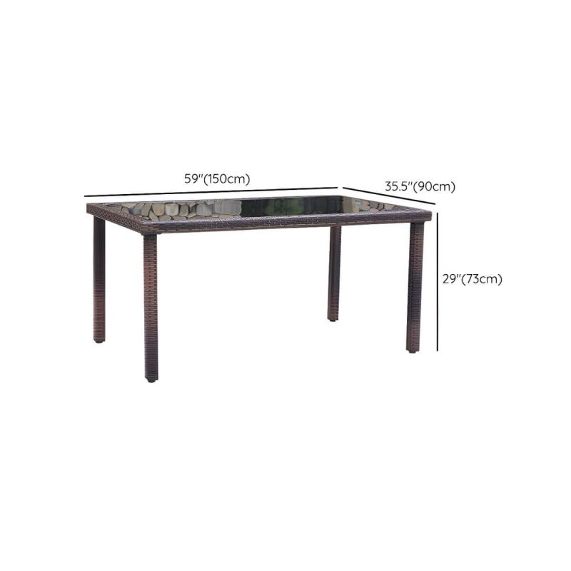 "Dimension of Industrial Rattan Bistro Table Outdoor Metal Frame Patio Table - Table Only 59"L x 35"W x 29"H Rectangular"