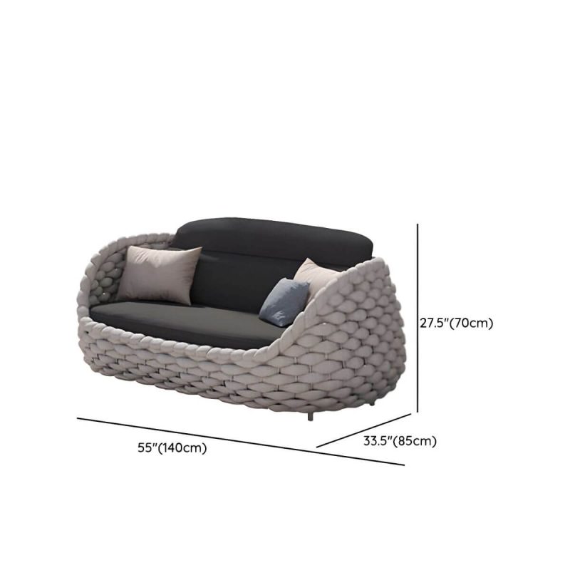 "Dimension of Modular Gray Metal Modern Sofa with Upholstered Cushions for Versatile Outdoor Seating - 55"L x 33.5"W x 28"H"