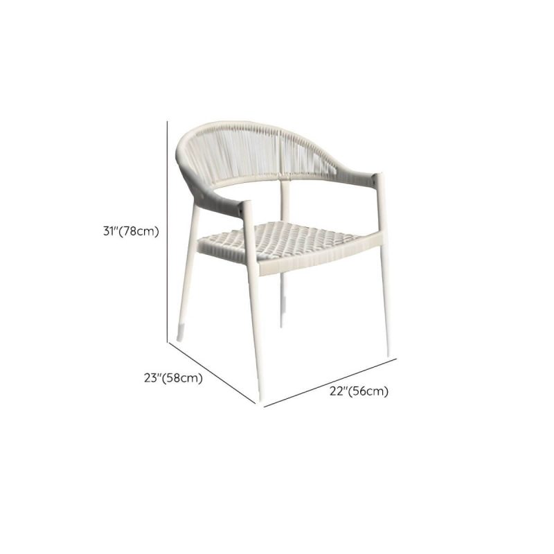 "Dimension of Weatherproof White Wicker Patio Dining Set with Set of Stackable Chairs - Chair(s) 22"L x 23"W x 31"H"