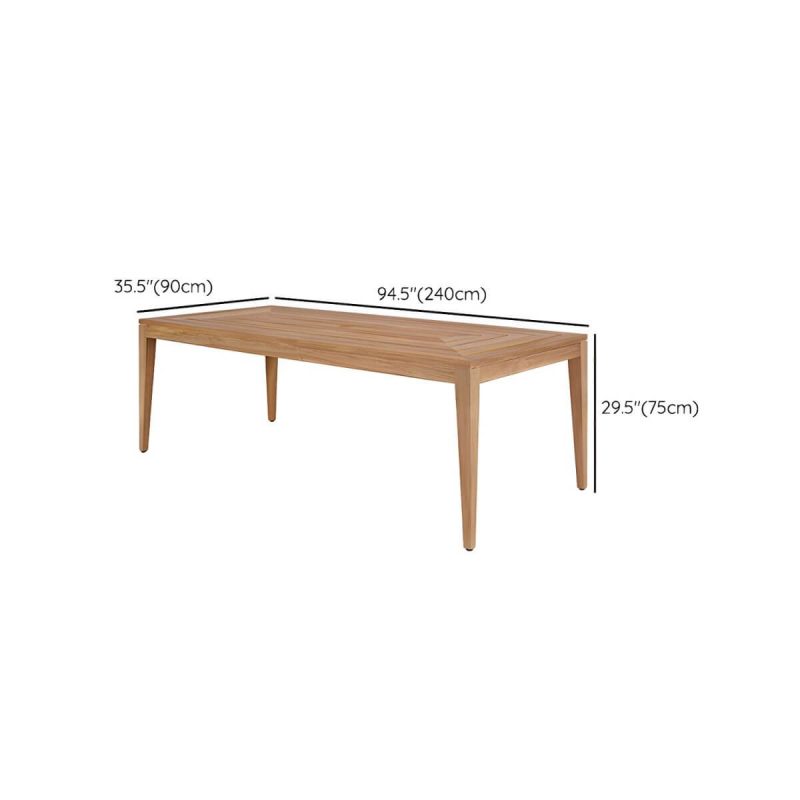 "Dimension of Modern Patio Dining Table Set 1/5/7 Pcs Wood Frame Patio Dining Table and Chairs - Table 94.5"L x 35.4"W x 29.5"H Zero Brown"