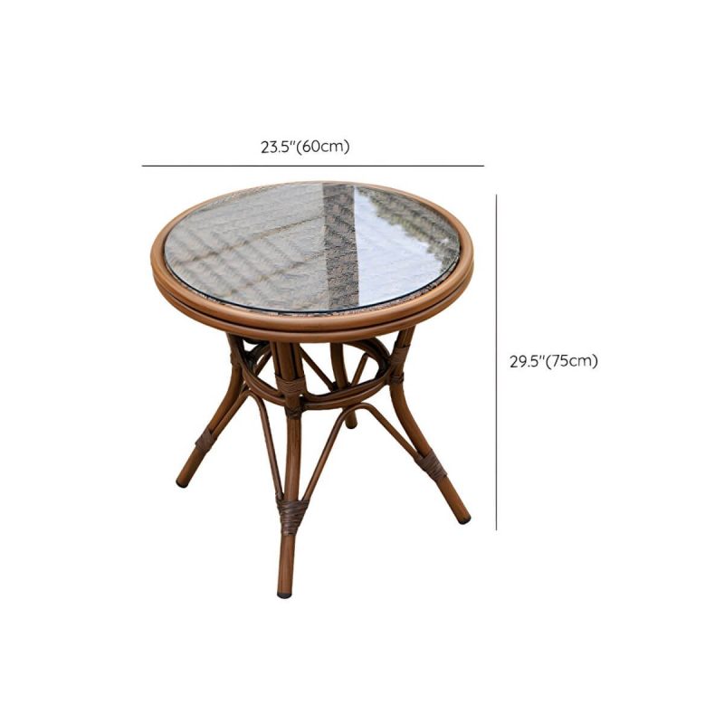 "Dimension of Modern Brown Glass Top Patio Table Set Metal 4 Legs for Outdoor - Table & Chair(s) 23.6"L x 23.6"W x 29.5"H 2"