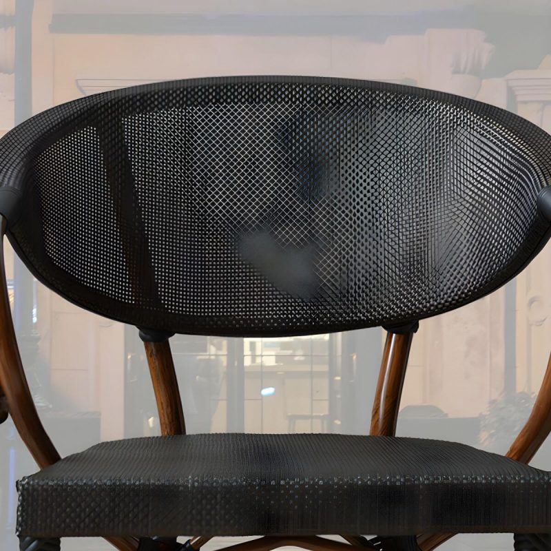 "Modern Brown Wicker/Rattan Patio Dining Set with Stackable Chairs, Metal Table Base - Table & Chair(s) 28"L x 28"W x 29"H 4"