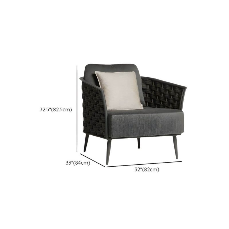 "Dimension of Modern Metal Frame Outdoor Sofa UV Resistant Patio Sofa with Cushion - 1-Seater Sofa"