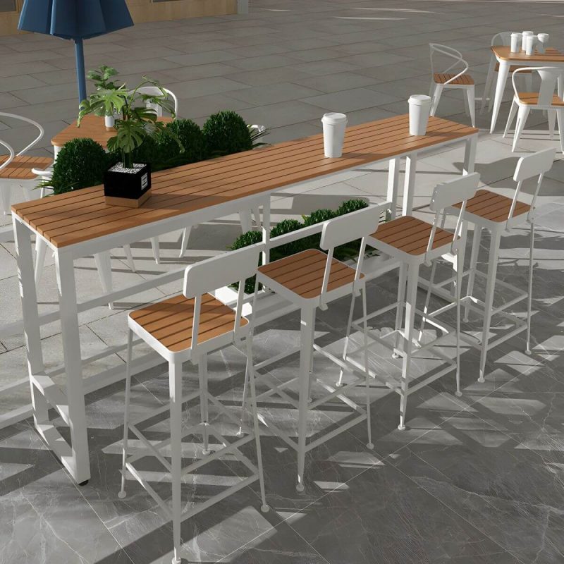 "Industrial Artificial Wood Bar Table Set 1/4/5 Pieces Counter Table Set for Outdoor - Table 47.2"L x 15.7"W x 41.3"H Zero Wood Color"