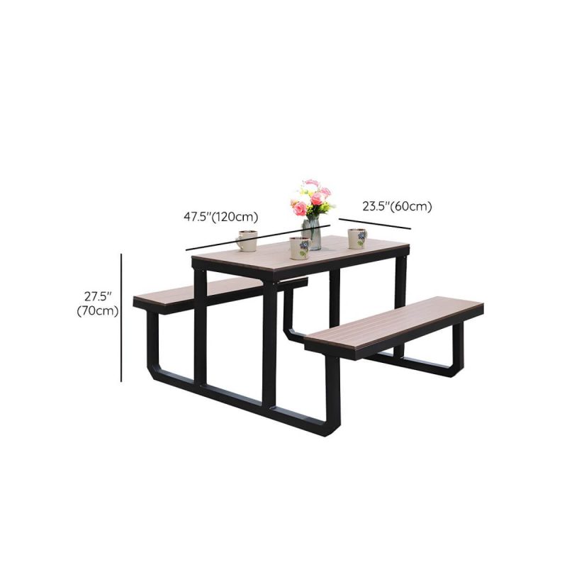 "Dimension of Contemporary Brown Rectangle Picnic Table UV Resistant Picnic Table - Table 47.2"L x 23.6"W x 27.6"H Umbrella Hole Not Included Steel Table Only"