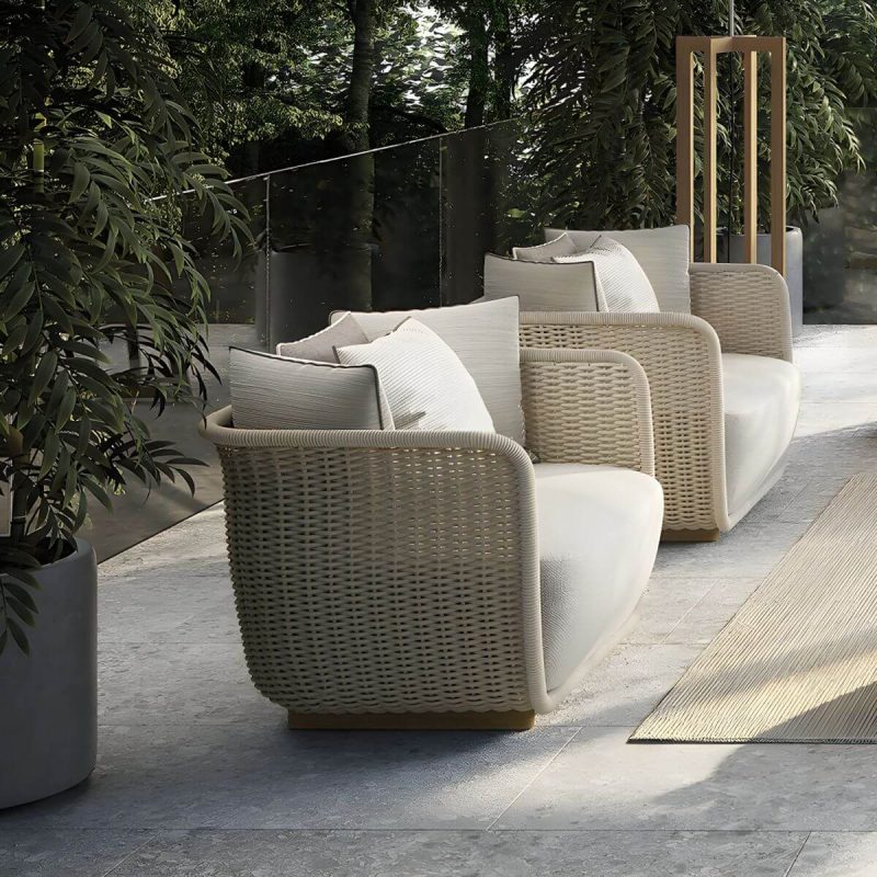 "Rattan Water Resistant Patio Sofa Symmetrical with Cushions for Outdoor - Dark Gray 1-Seater Sofa"