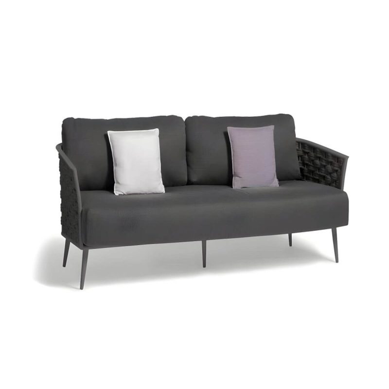 "Modern Metal Frame Outdoor Sofa UV Resistant Patio Sofa with Cushion - 2-Seater Sofa"