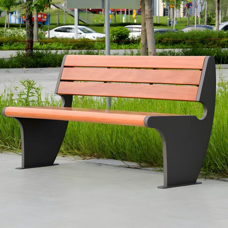 "Modern Style Wooden Industrial Bench with Brown Seat Surface and Metal Double Base - Black 59''L x24"W x 31.5"H"