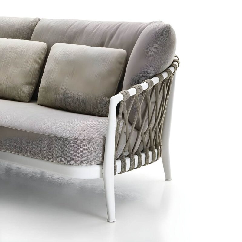 "French Country Metal Frame Patio Sofa Water Resistant Outdoor Sofa with Cushion &Pillows - 30"L x 31"W x 28"H Taupe"