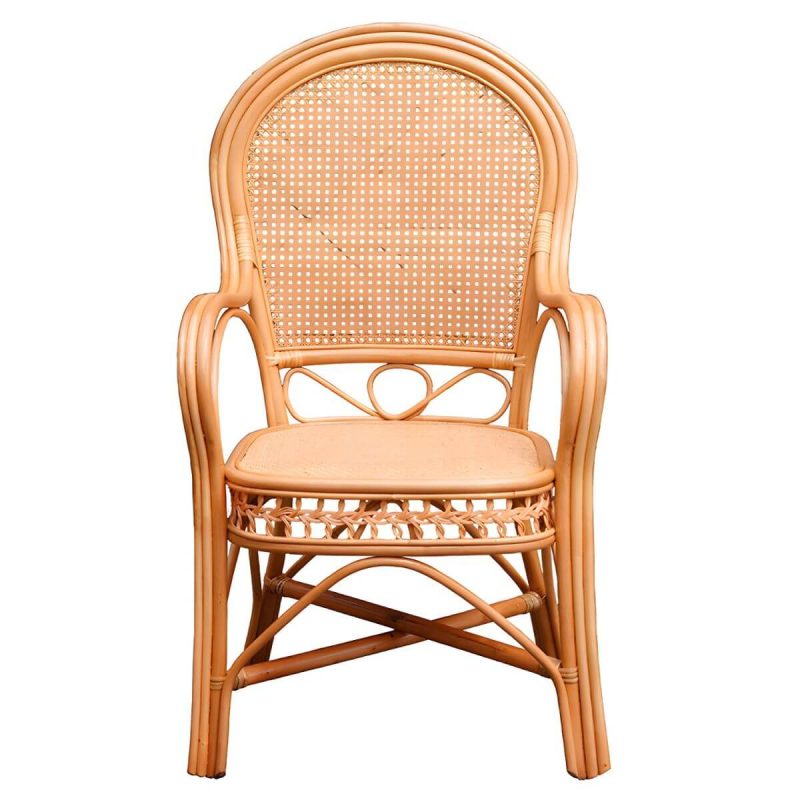 "Traditional 40.55" Height Solid Color Rattan Outdoor Dining Armchair - Ginger 1 Piece"