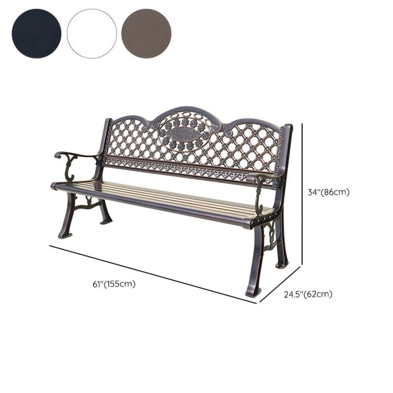 "Dimension of Contemporary Accent Bench with Legs Water Resistant for Outdoor - Black 61"L x 24"W x 34"H"