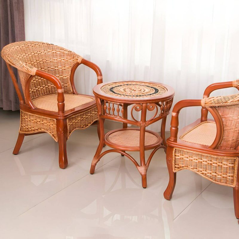 "23" x 21" x 33" Traditional Rattan Patio Dining Side Chair in Brown - 1 Piece"