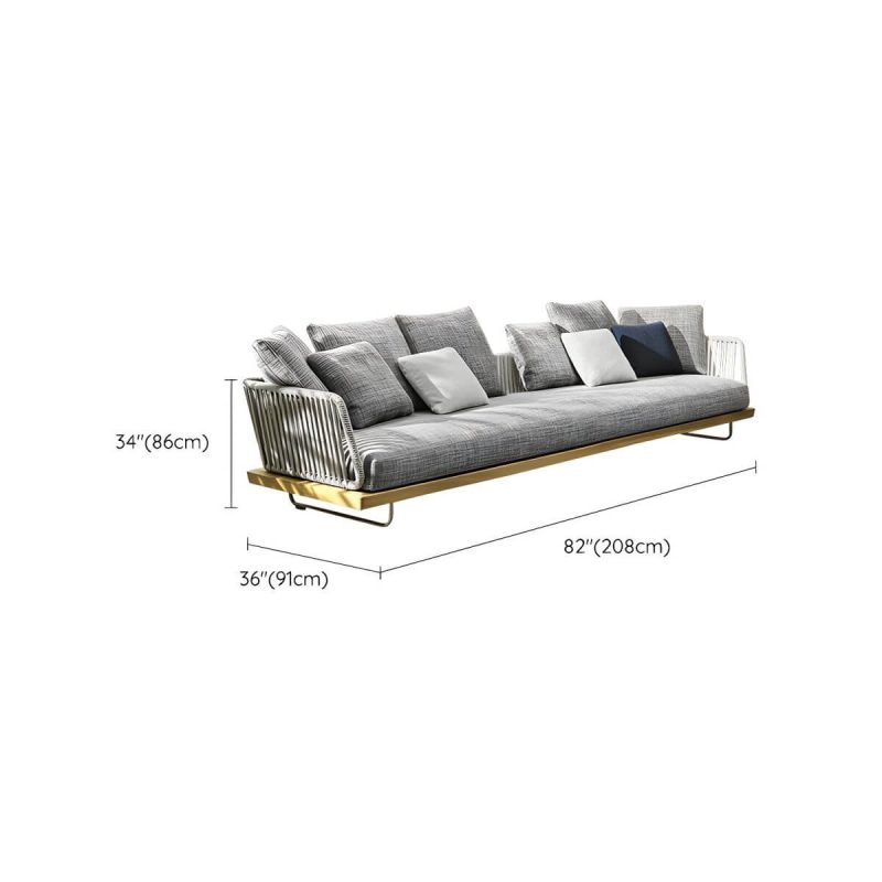 "Dimension of Contemporary Water Resistant Solid Wood Patio Sofa with Cushions - 3-Seater Sofa"