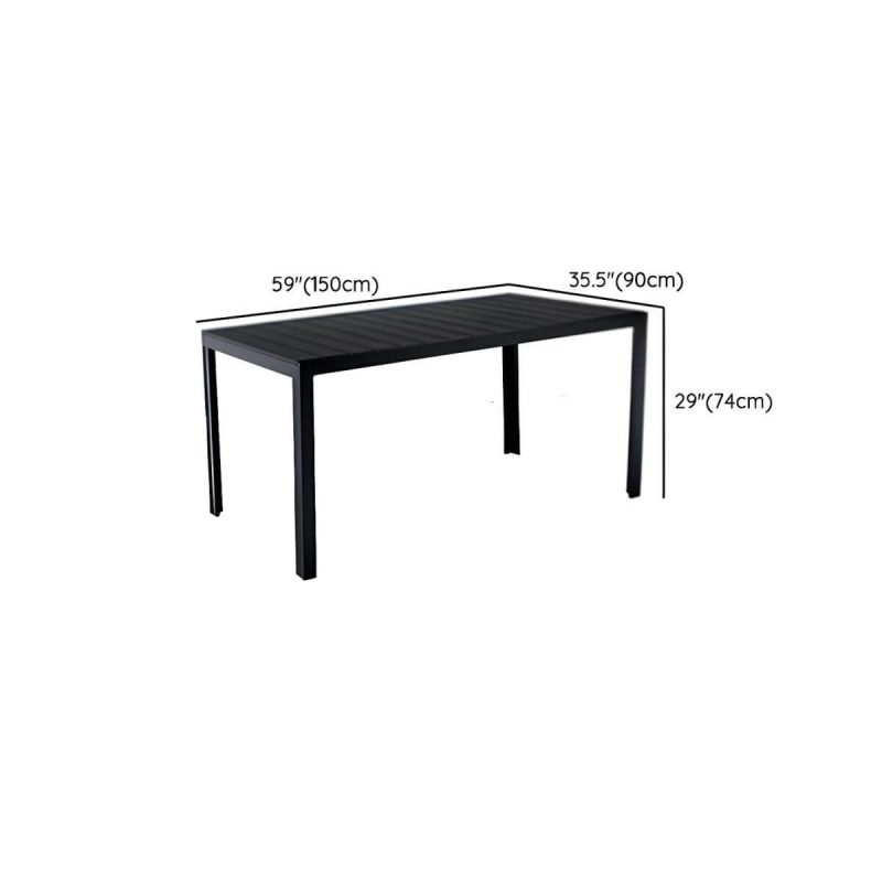 "Dimension of Contemporary Wood Dining Table Set with Black Chairs for Courtyard - Table & Chair(s) 59.1"L x 35.4"W x 29.1"H 2"