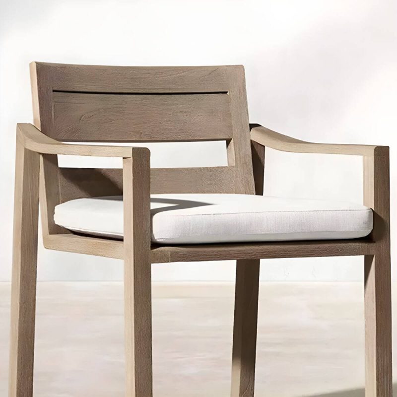 "Modern Dining Side Chairs Solid Wood Natural RemovableUV Protective Finish Cushion - With Arms 2 Piece Set"