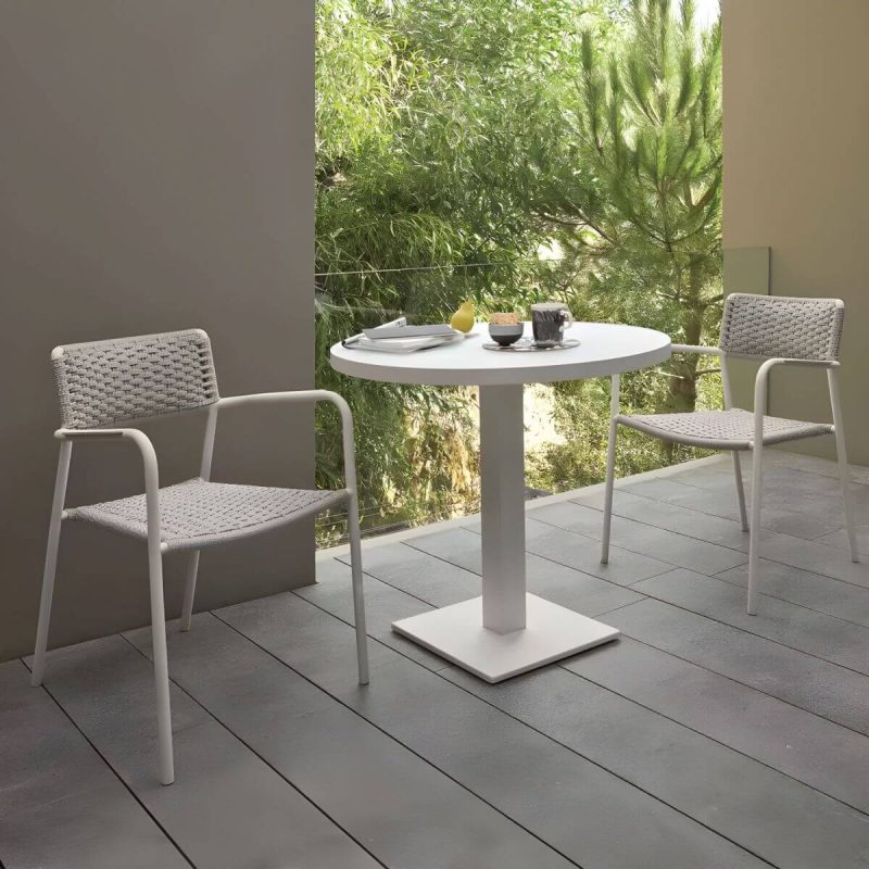 "Contemporary Aluminum Frame Water Repellent Patio Dining Chair with Arm - 2 Piece Set"
