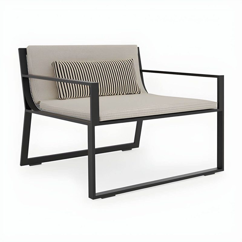 "Modern Metal Frame Upholstered Outdoor Sofa Water and UV Resistant - 29.5"L x 29.5"W x 27.5"H"