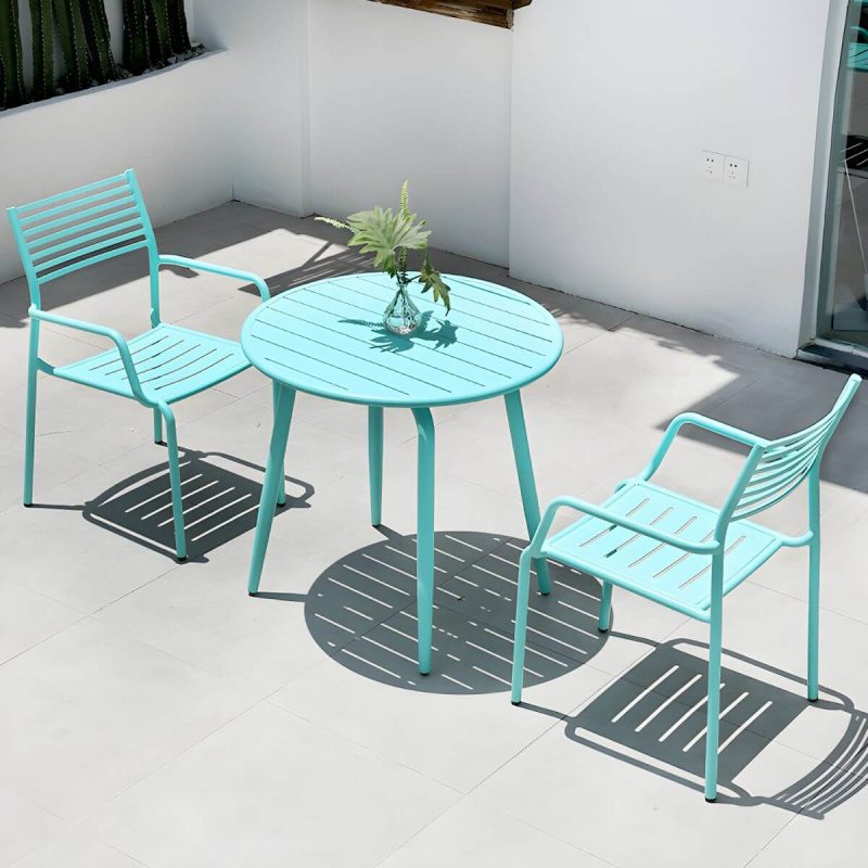 "Metal Modern Standard Height Dining Room Chair and Table Set with Chairs - Table & Chair(s) 31.5"L x 31.5"W x 29.1"H 2 Blue"