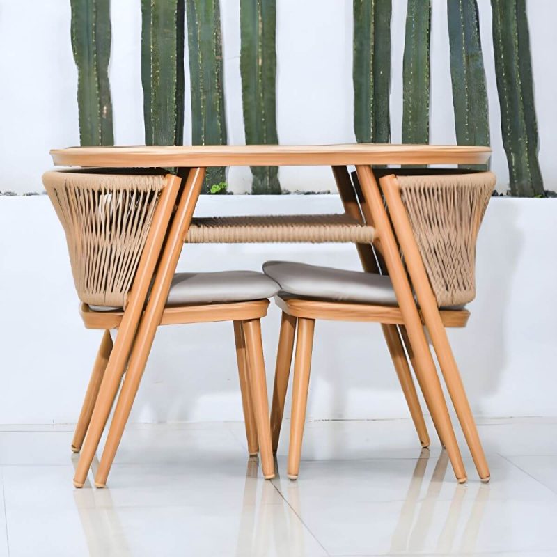 "Contemporary Wood Dining Table Set with 4 Legs Chairs for Courtyard - Table & Chair(s) 31"L x 25"W x 30"H 2 Walnut"