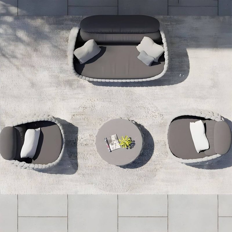 "Modular Gray Metal Modern Sofa with Upholstered Cushions for Versatile Outdoor Seating - 71"L x 33.5"W x 28"H"