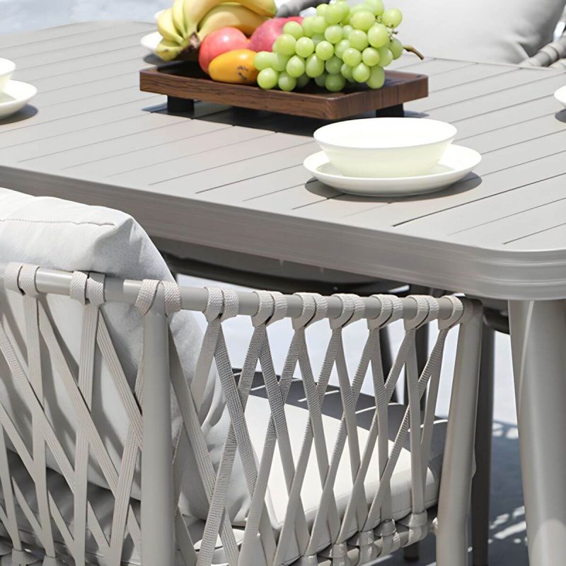 "Modern Metal Dining Room Chair and Table Set with Standard Gray Table - Table & Chair(s) 63"L x 35.5"W x 29.1"H 4"