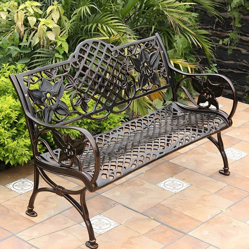 "Contemporary Style Park Bench with Legs Water Resistant for Outdoor - 45"L x 23.5"W x 31.5"H"