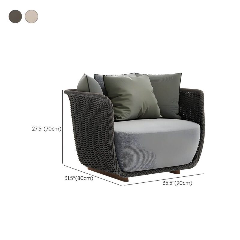 "Dimension of Scandinavian Linen Sofa with Cushions Water Resistant for Outdoor - Black 1-Seater Sofa"