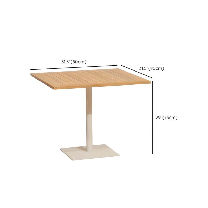 "Dimension of Modern Outdoor Patio Table UV Resistant Dining Table with Metal Frame - Table Only 31.5"L x 31.5"W x 28.7"H Natural Finish Square"