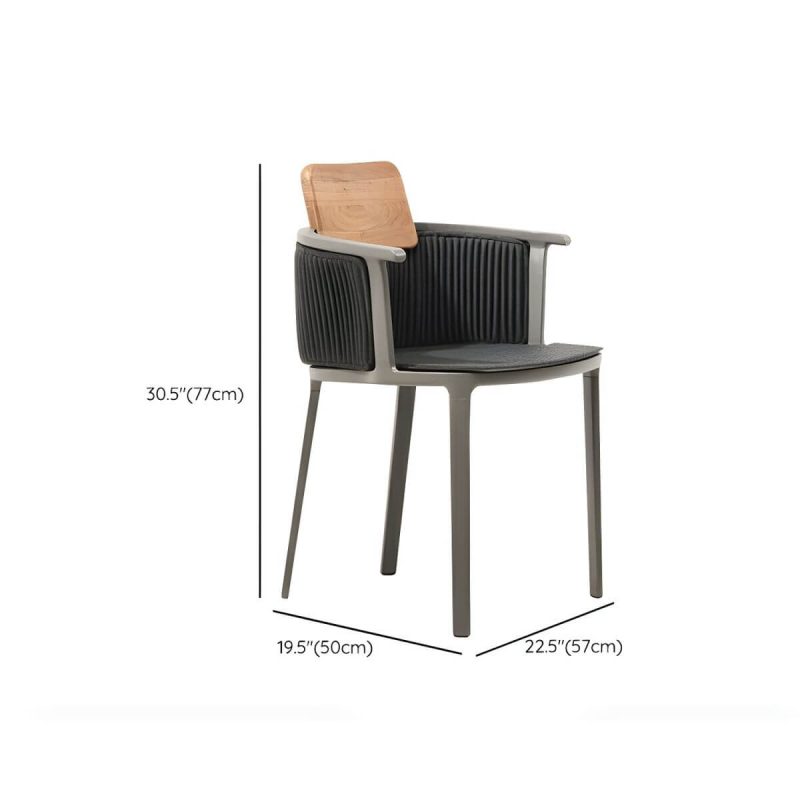 "Dimension of Modern Metal Non-Swivel Arm Chair Cushions Not Included Single Patio Dining Chair - Dark Gray 0.07" Aluminium Tube"