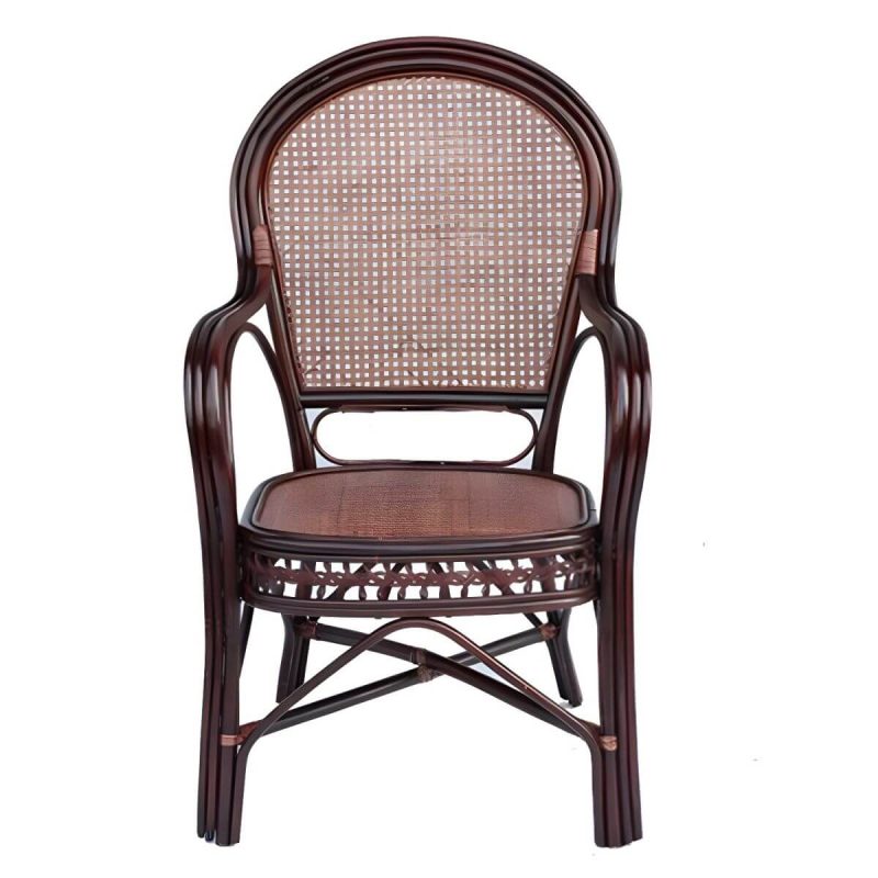 "Traditional 40.55" Height Solid Color Rattan Outdoor Dining Armchair - Dark Brown 1 Piece"