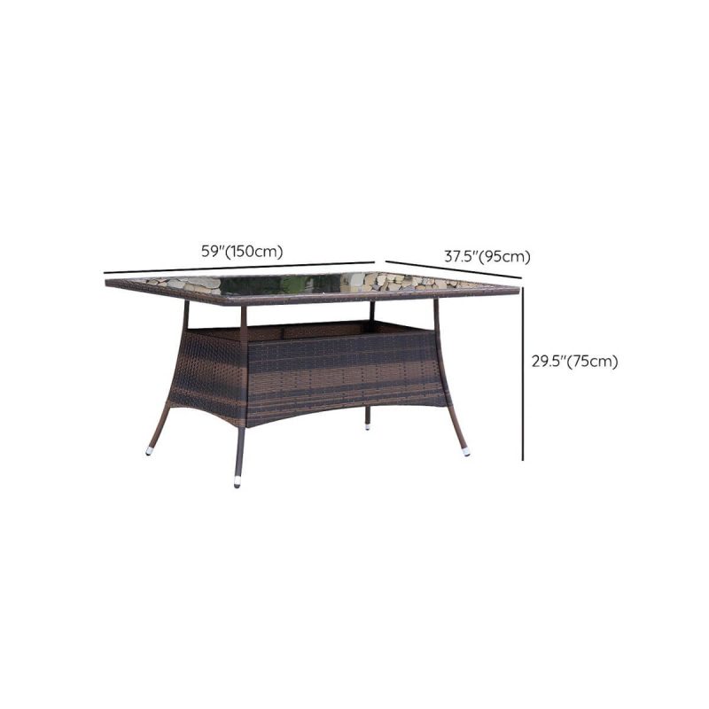 "Dimension of Industrial Rattan Bistro Table Outdoor Metal Frame Patio Table - Table Only 59.1"L x 37.4"W x 29.5"H Rectangular"