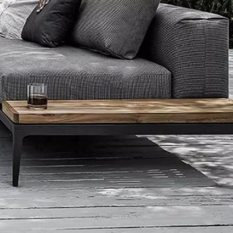 "Modern Metal Frame Waterproof Sofa with Cushions Black Frame and UV Resistant Finish - 2-Seater Sofa"