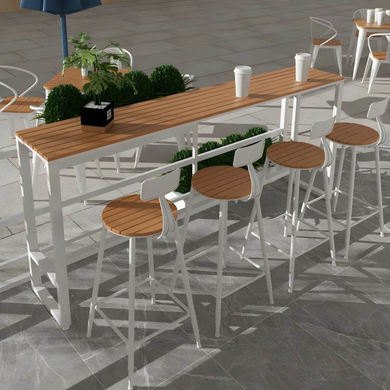 "Industrial Artificial Wood Bar Table Set 1/4/5 Pieces Counter Table Set for Outdoor - Table & Chair(s) 47.2"L x 15.7"W x 41.3"H 4 White"