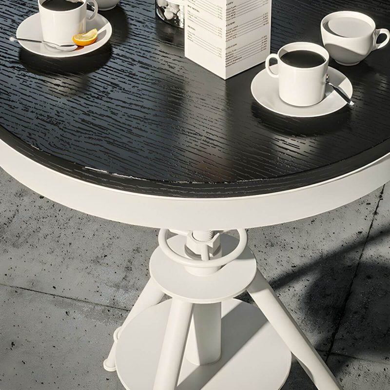 "White Pine Patio Table Contemporary Style Round Shape with Metal Legs - Table Only"