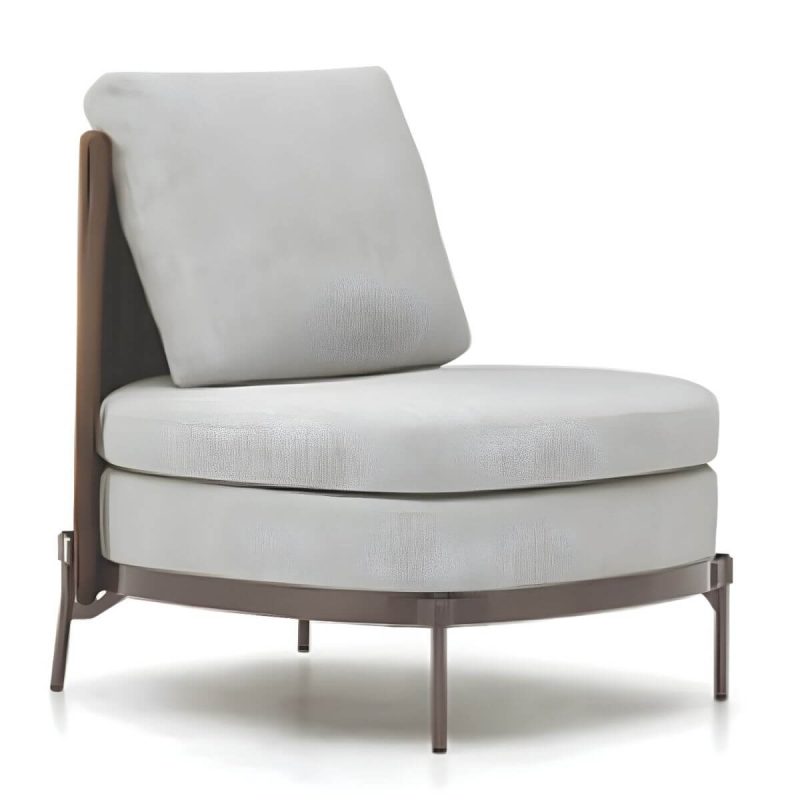 "Waterproof Wicker/Rattan Modern Sofa with Upholstered Cushions and Pillows - Brown - Armless Single Chair"