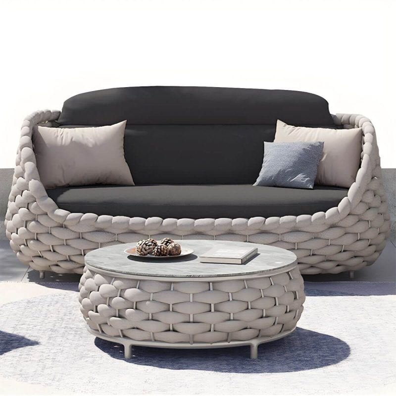 "Modern Style Gray Sofa Water Resistant with Cushions for Outdoor - 1-Seater Sofa"