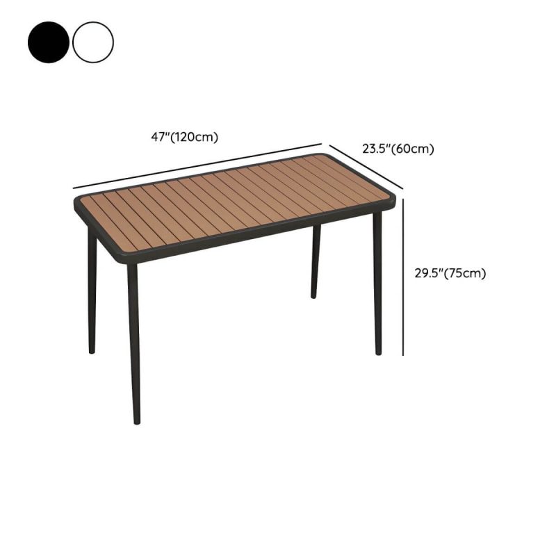 "Dimension of Brown Wooden Patio Table Contemporary Style in Rectangular/Square Shape - Table Only 47.2"L x 23.6"W x 29.5"H Black"