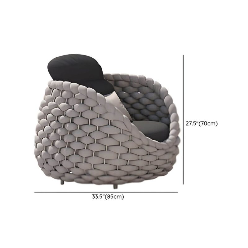 "Dimension of Modular Gray Metal Modern Sofa with Upholstered Cushions for Versatile Outdoor Seating - 33.5"L x 33.5"W x 27.56"H"